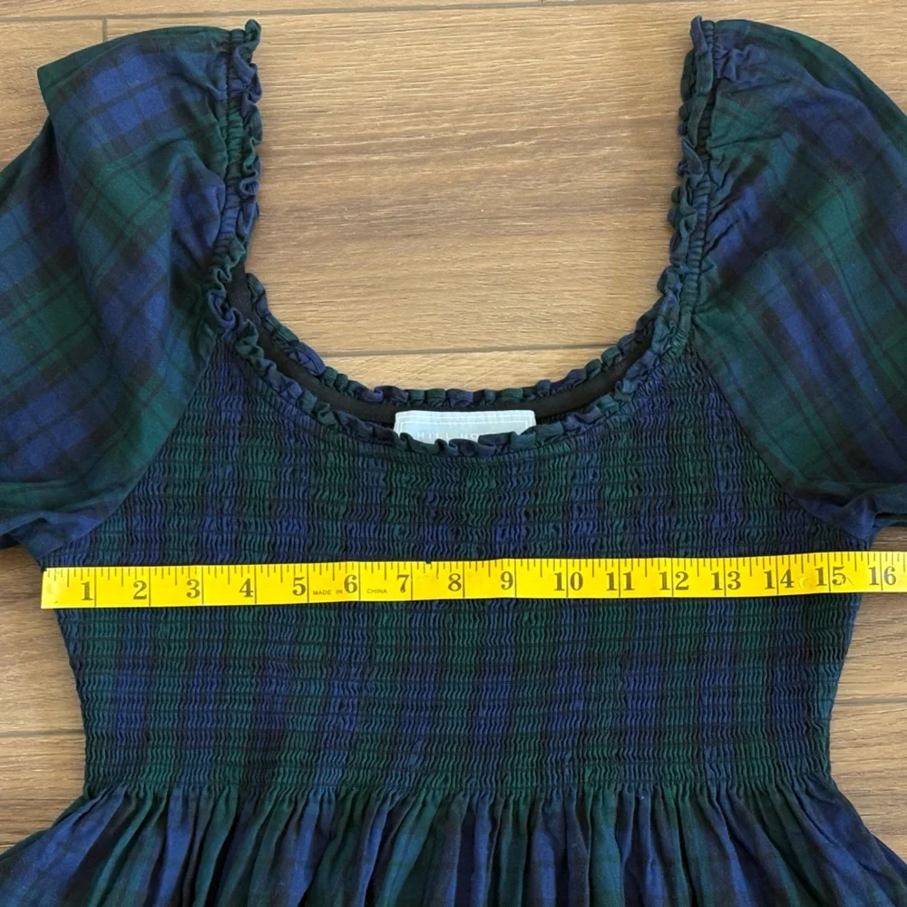 Hill House Home The Norah Nap Tartan Long Cuffed Sleeve Smock Dress Sz XL Preppy